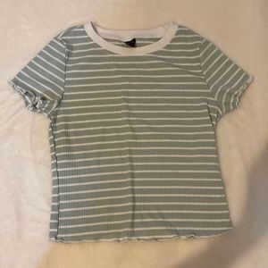 Green and white striped shirt